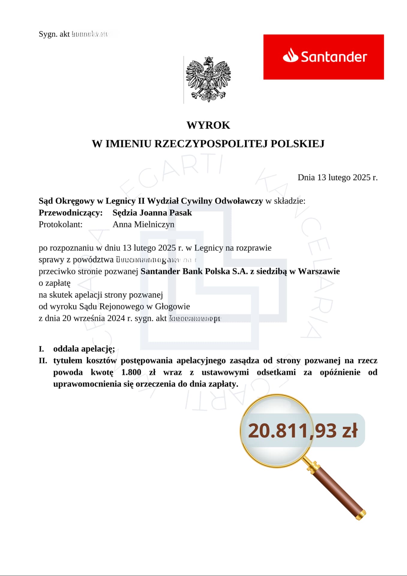 Skan prawomocnego wyroku — 20 811,93 zł