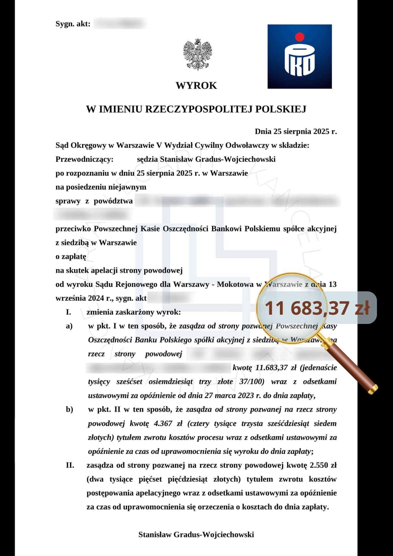 Skan prawomocnego wyroku — 11 683,37 zł