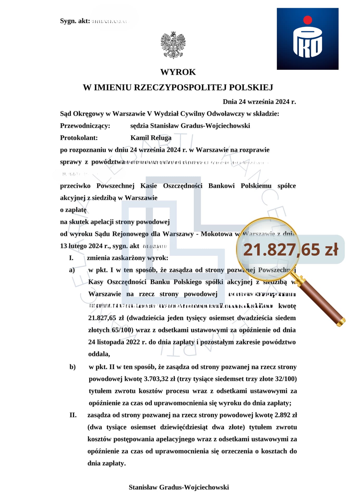 Skan prawomocnego wyroku — 21 827,65 zł