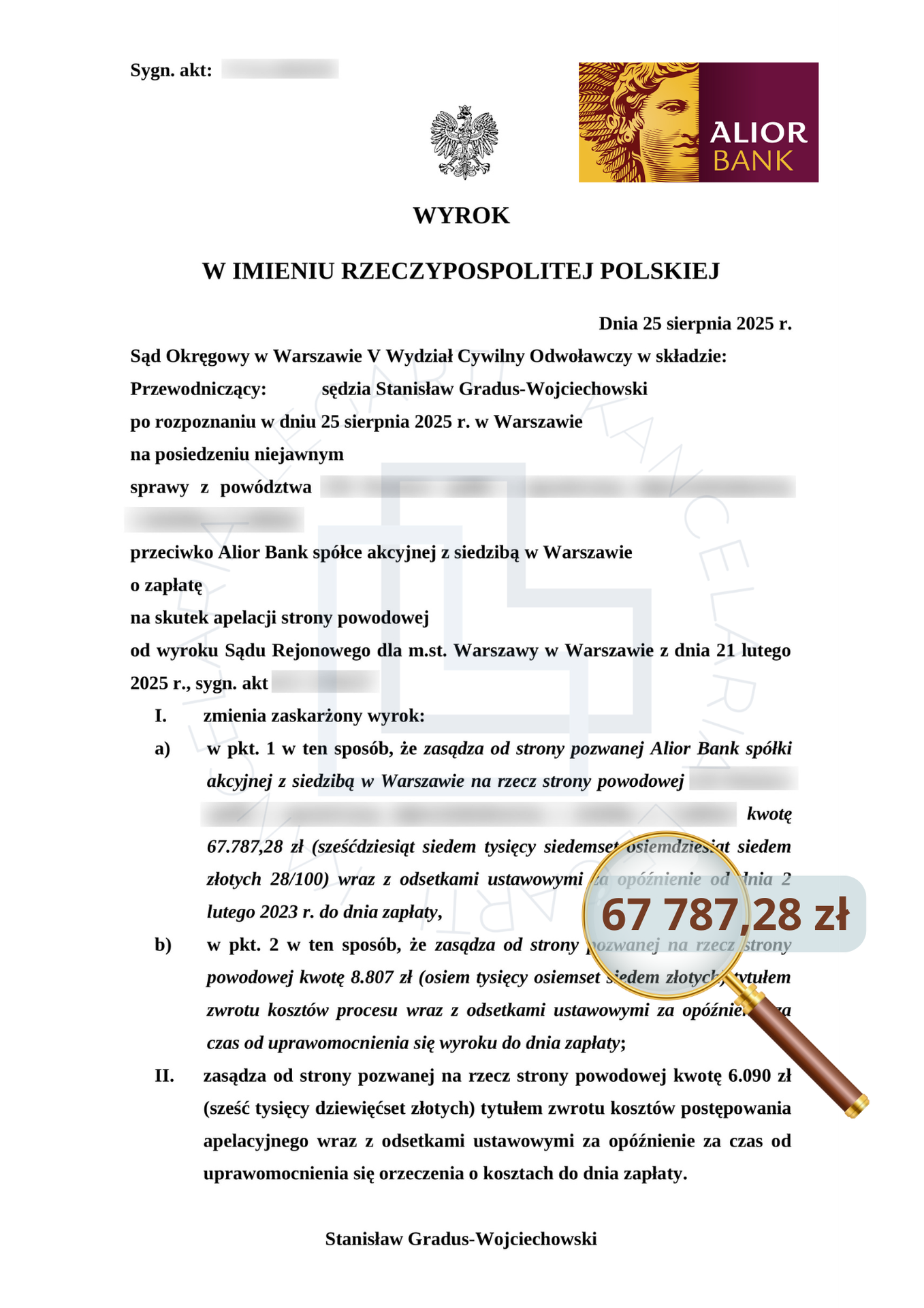 Skany wygranych wyroków przeciwko bankom